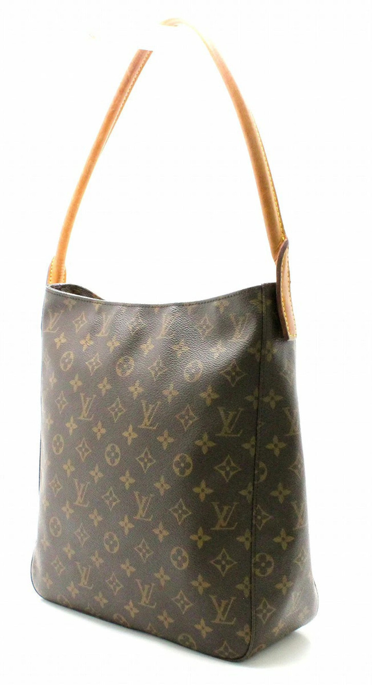 Louis Vuitton Semi Monogram Bag Looping One Shoulder Brown